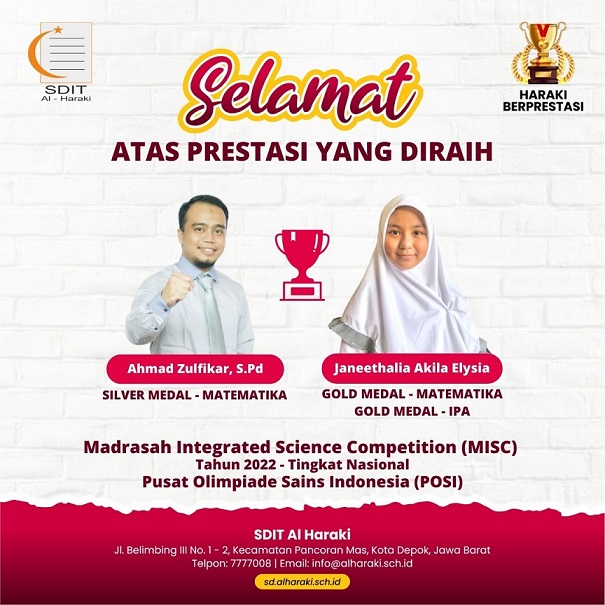 Bapak Zulfikar dan Ananda Janeetha Meraih Prestasi pada Madrasah Integrated Science Competition (MISC)