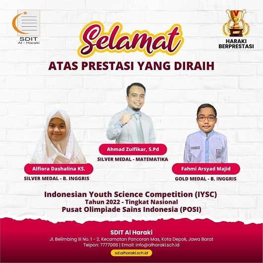 Guru dan Siswa-Siswi SDIT Al Haraki Meraih Prestasi pada Indonesian Youth Science Competition (IYSC)