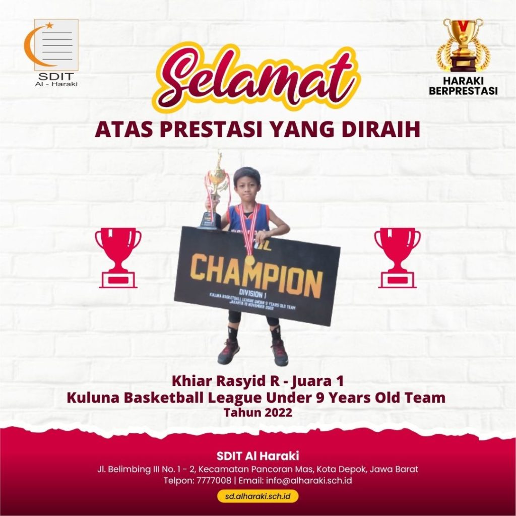 Khiar Rasyid R. Juara 1 pada Kuluna Basketball League Under 9 Years Old Team